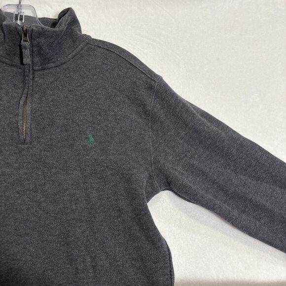 Polo Ralph Lauren Boy's Large 14-16 Gray 1/4 Zip Pullover Sweater Pony Logo - Picture 5 of 14